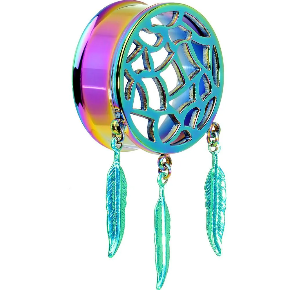 0 Gauge Rainbow Titanium Dreamcatcher Dangle Tunnel Sizes 00 Gauge to 1 Inch