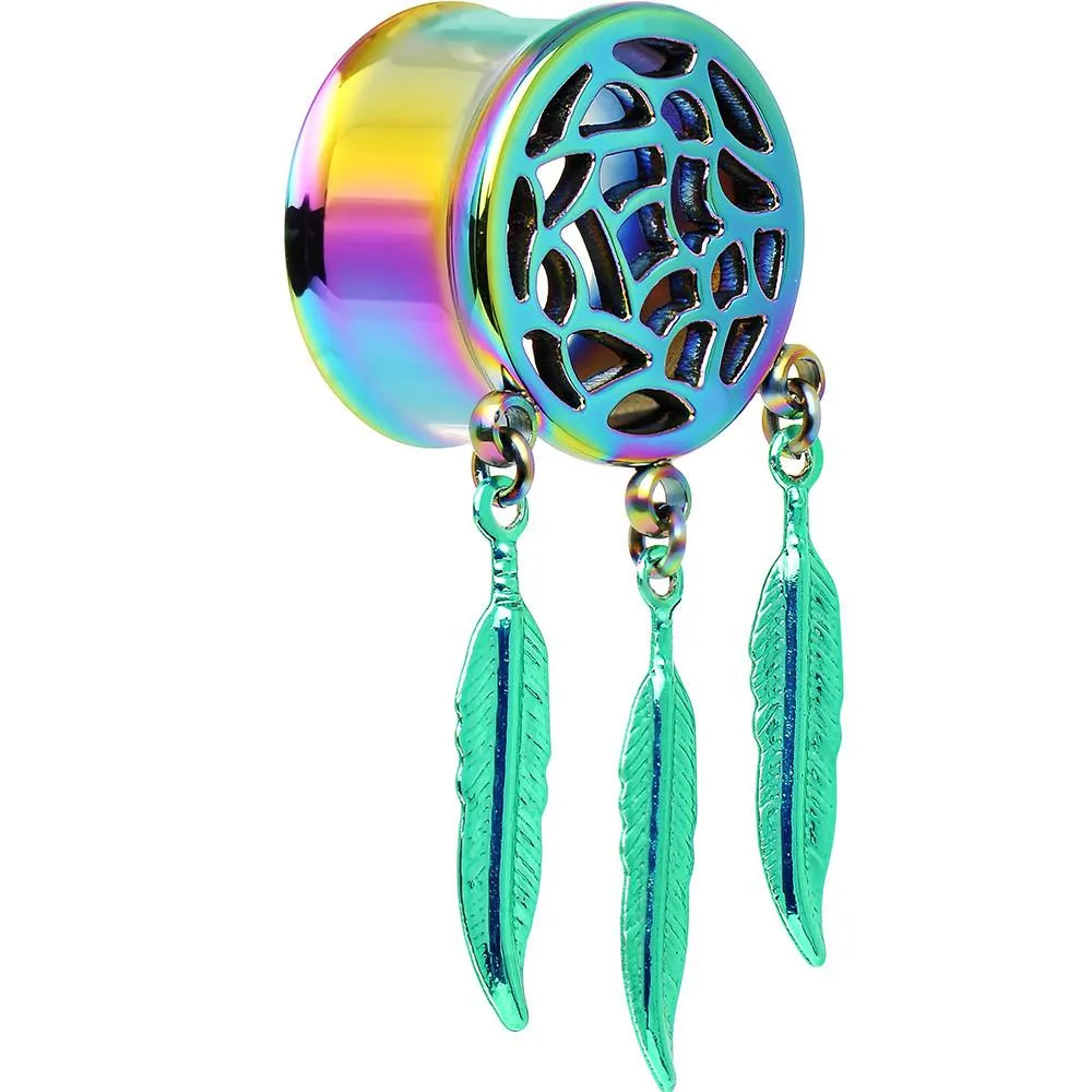 0 Gauge Rainbow Titanium Dreamcatcher Dangle Tunnel Sizes 00 Gauge to 1 Inch