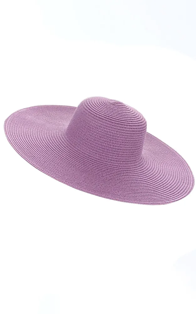 AO346 Purple Solid Straw Hat