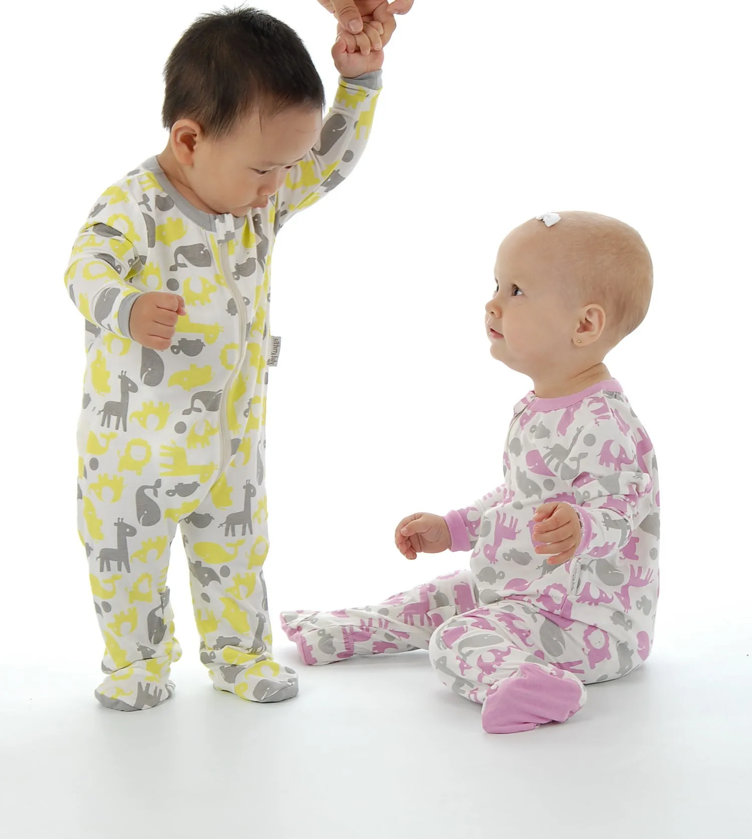 Bamboo Footies with Easy Dressing Zipper - Limey & Dove