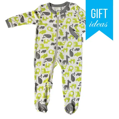 Bamboo Footies with Easy Dressing Zipper - Limey & Dove