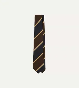 Black, Brown and Gold Stripe Tipped Repp Silk Tie