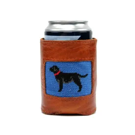 Black Lab Leather Needlepoint Koozie