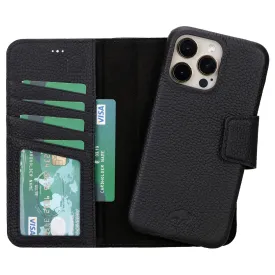 Burkley iPhone 15 Pro Max Wallet Case, Pebble Black