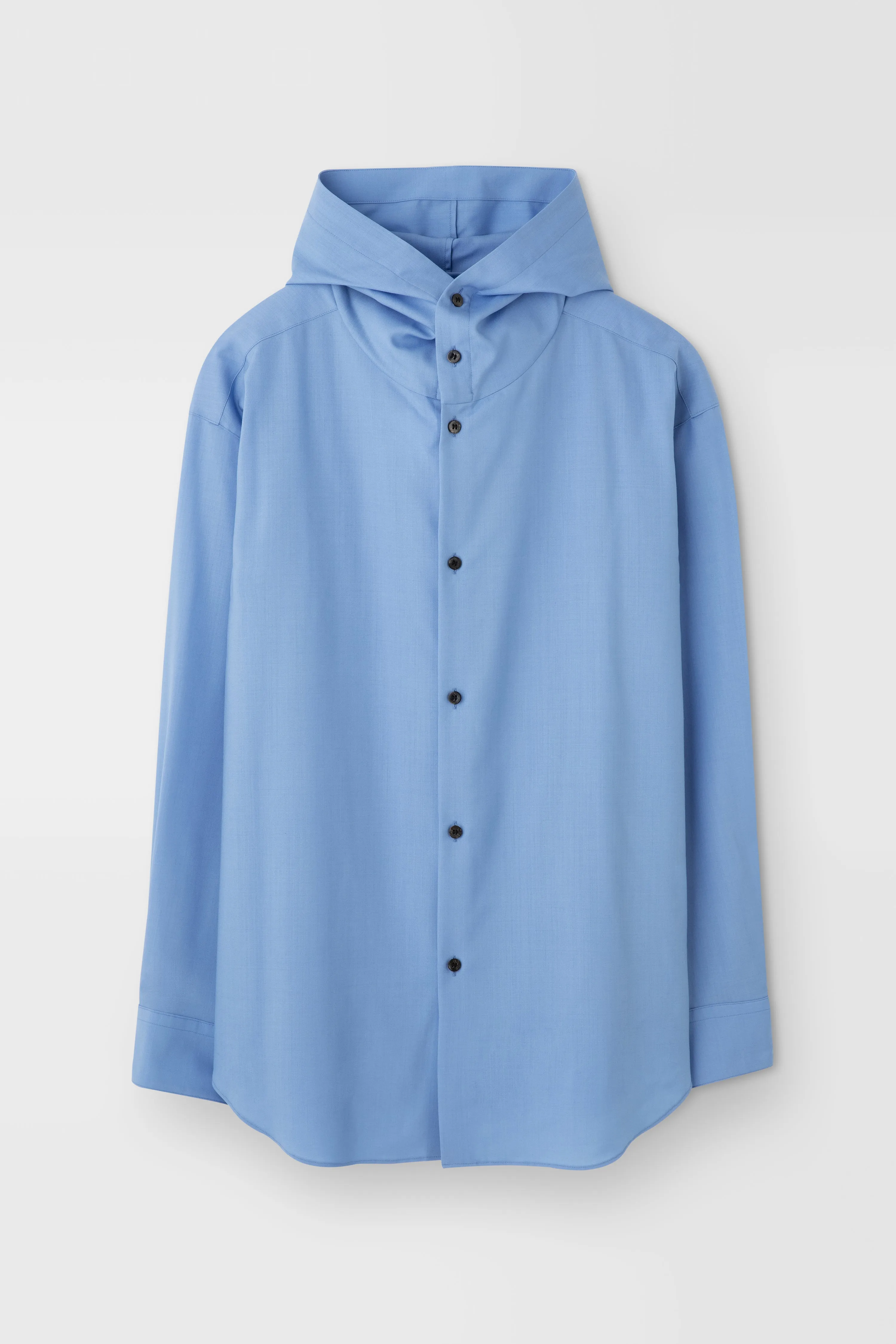 Classic Hooded Wool Shirt in Sky Blue