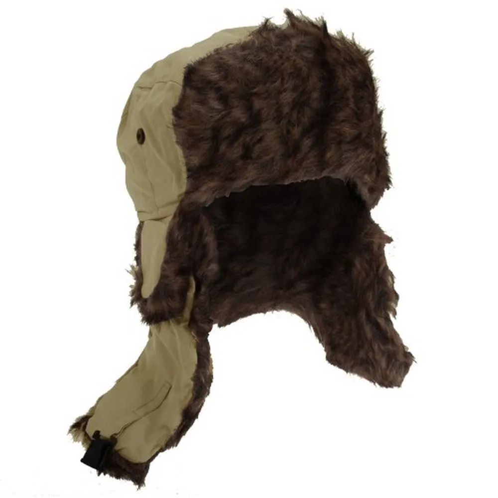 FLOSO Mens Faux Fur Lined Showerproof Thermal Trapper Hat