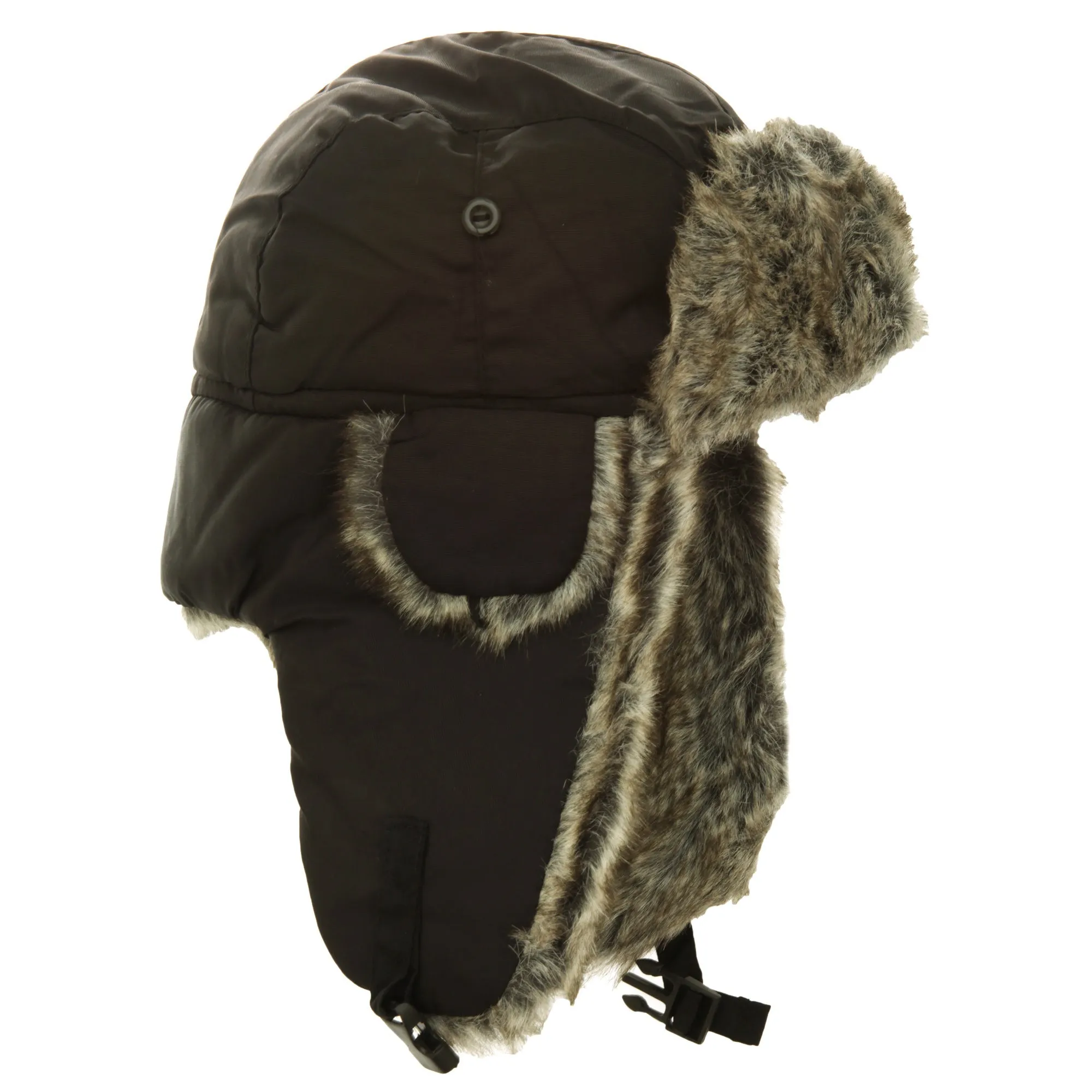 FLOSO Mens Faux Fur Lined Showerproof Thermal Trapper Hat