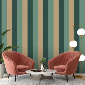 Green & Yellow Geometric Striped Wallpaper