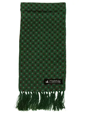 Green Diamond Pattern Pure Silk Aviator Scarf