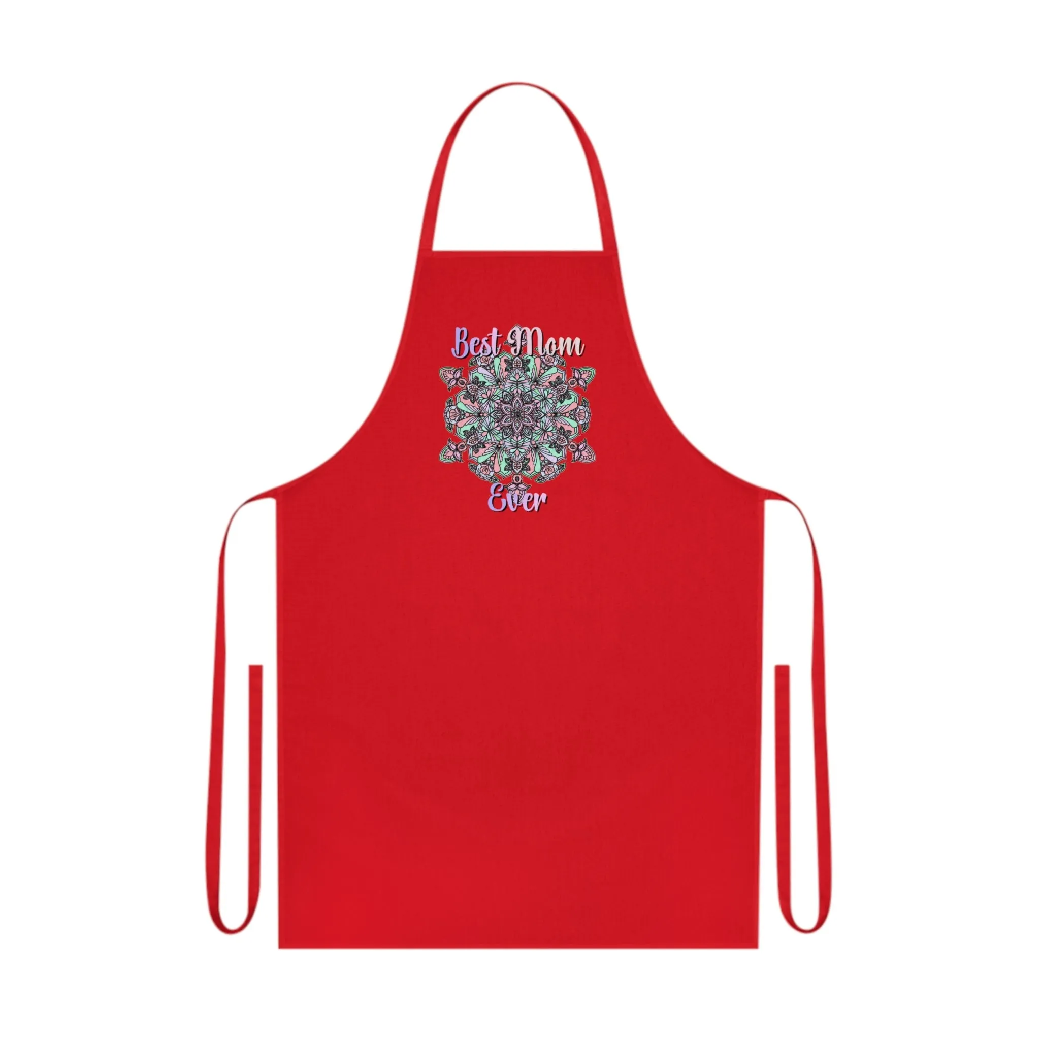 Hand-Drawn Mandala Art Cotton Apron - Ideal for Chefs and Home Cooks