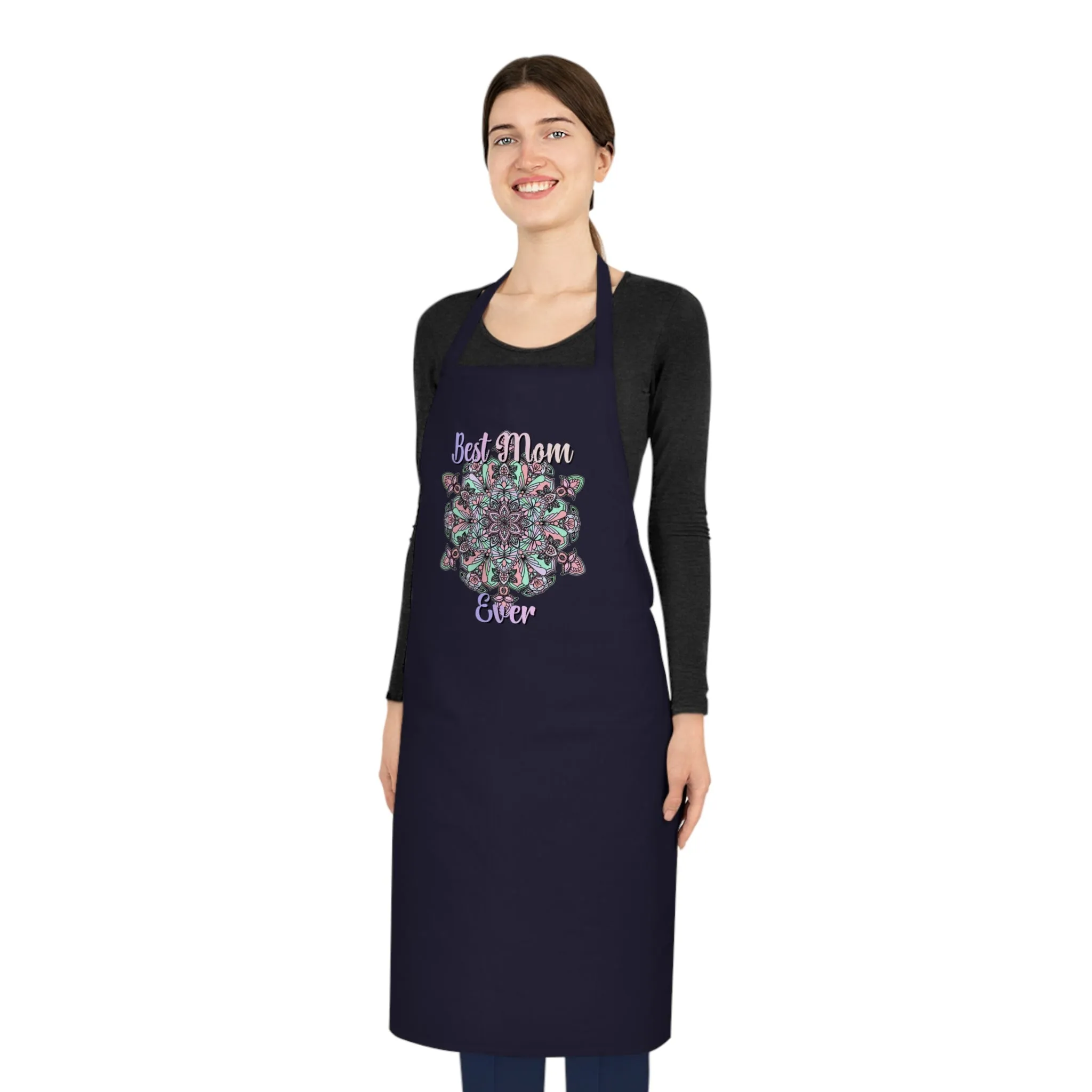 Hand-Drawn Mandala Art Cotton Apron - Ideal for Chefs and Home Cooks