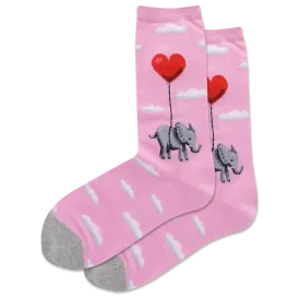 HOTSOX Women's Elephant Heart Balloon Crew Socks