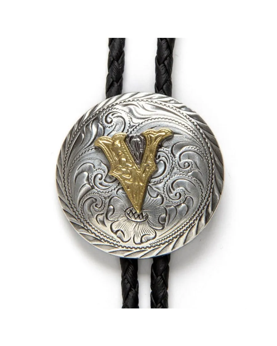 Initial V Bolo Tie