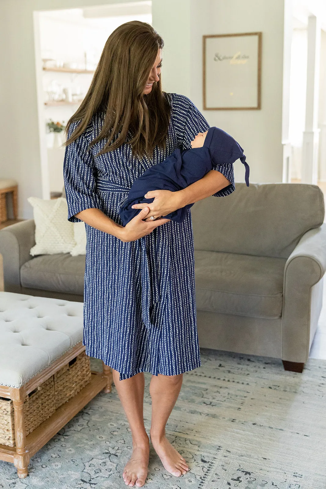 Luna Robe & Navy Swaddle & Dad T Shirt