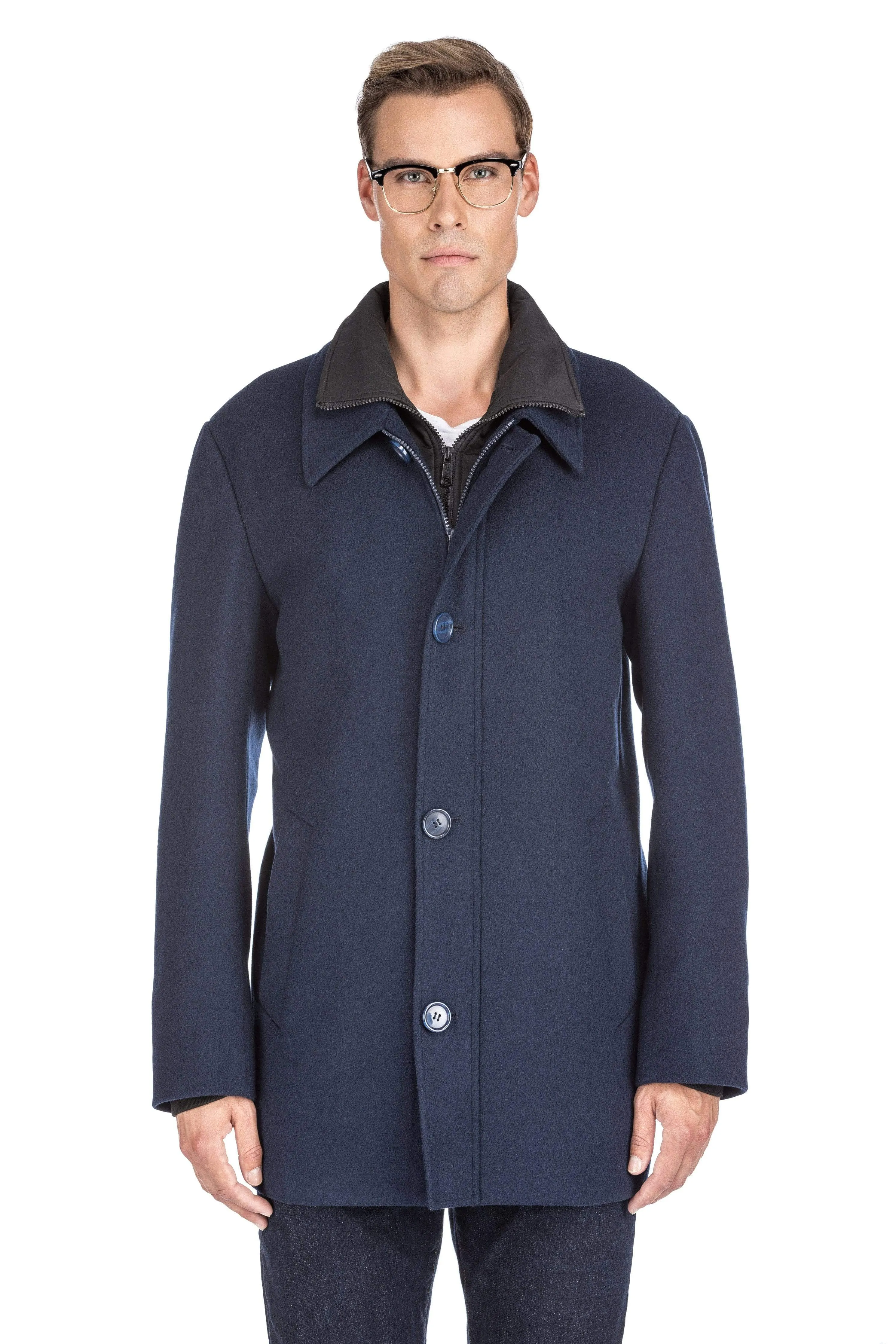 Men's Classic Fit Wool Blend Bibbed Topcoat