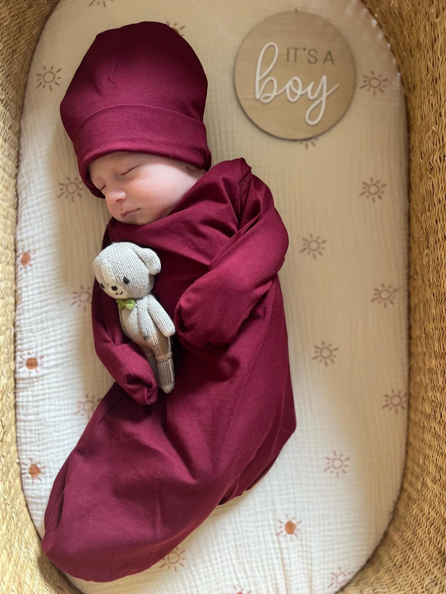 Merlot Robe & Baby Gown & Hat Set