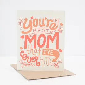 mother's day card with hand drawn type, dad joke card, silly mother's day card