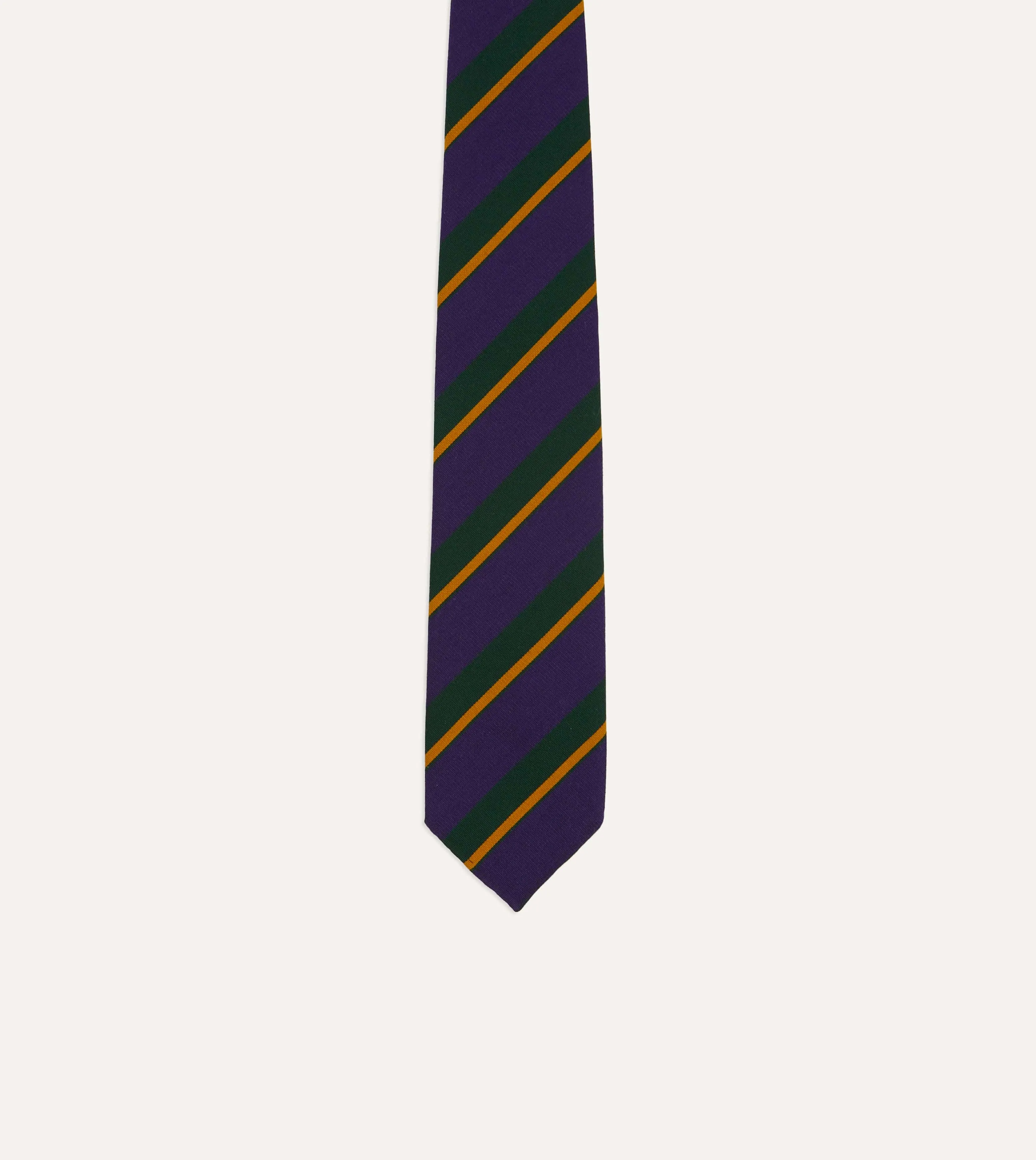 Navy Multicoloured Stripe Repp Wool Cotton Hand-Rolled Tie