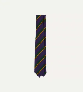 Navy Multicoloured Stripe Repp Wool Cotton Hand-Rolled Tie