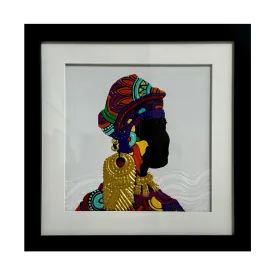 "Silhouette of a Woman with Head Scarf and Jewelry"