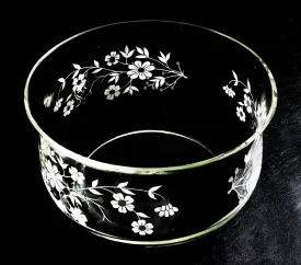 Rare Vintage Pasabahce Round Floral Etched Crystal Serving Bowl - 10 in.