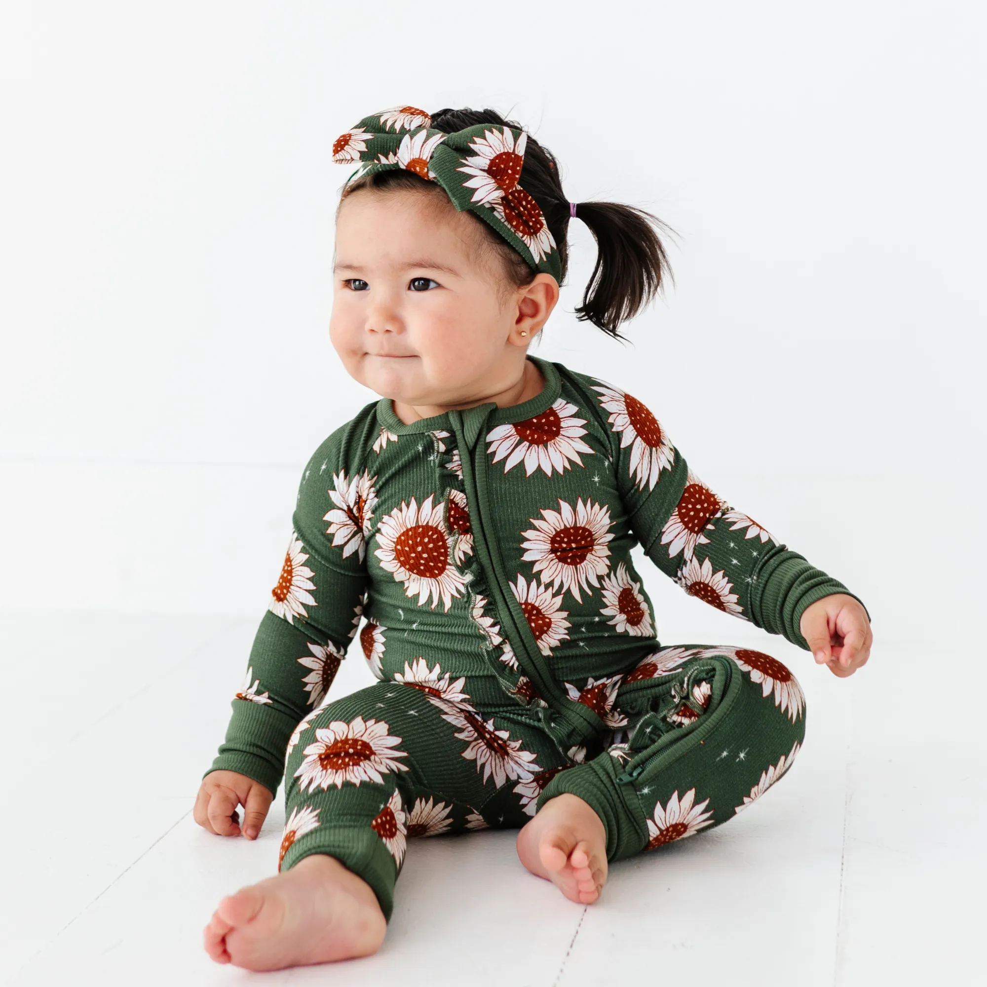 Rustic Blooms Ribbed Convertible Footies with Ruffle