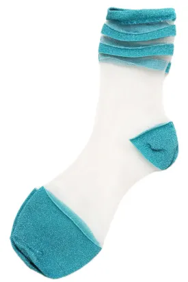 Sheer Glitter Socks Turquoise