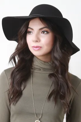 Vegan Leather Strap Floppy Hat