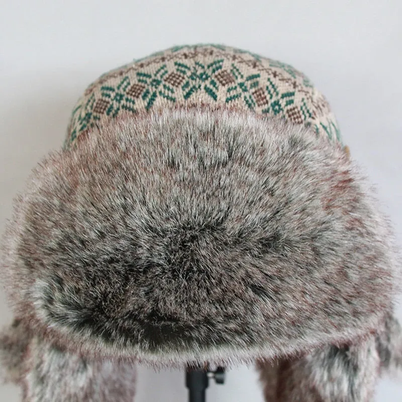 Winter Russian Bomber Hat Women Men  Trapper Snow Caps with Ear Flap Unshanka Hat